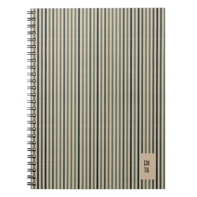 Echo Trails Matcha Grönt Stripe Journal Anteckningsbok (Framsidan)