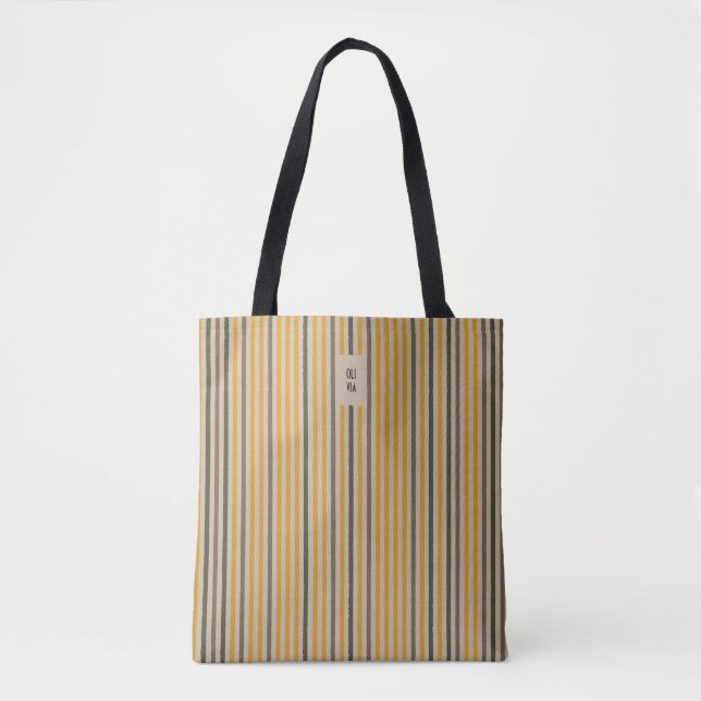 Echo Trails Tote Bag - Mustard Gult Rand Tygkasse (Framsida)