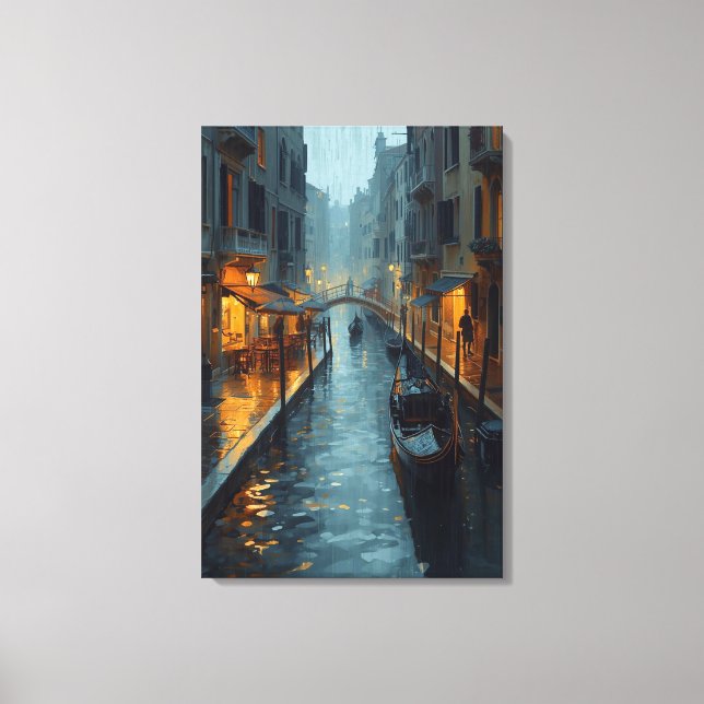 Echoes in Gold – The Painted Rainy Night of Venice Canvastryck (Framsida)