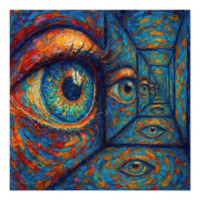 "Echoes in the Iris" - A Surreal Porträtt Fototryck (Framsidan)