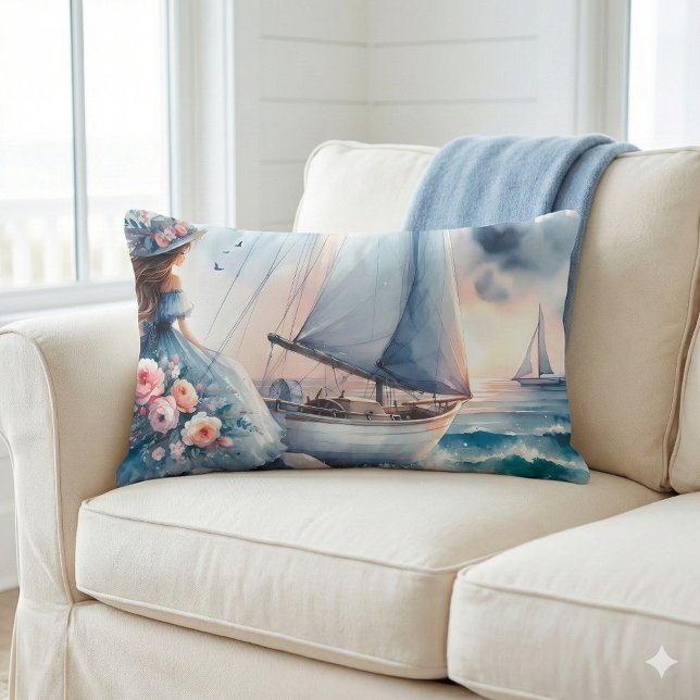 Echoes of the Tide Lumbarkudde (Echoes of the Tide Lumbar Pillow Mockup A)