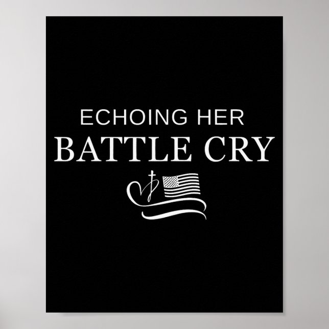 Echoing Her Battle Cry Usa Flag Christian  Poster (Framsidan)