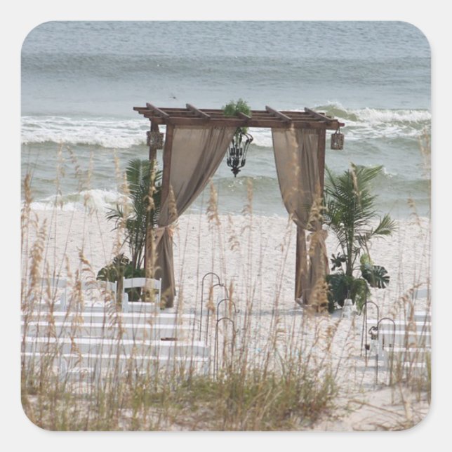 Eckers i havssidan Bröllop Fyrkantigt Klistermärke (Framsida)