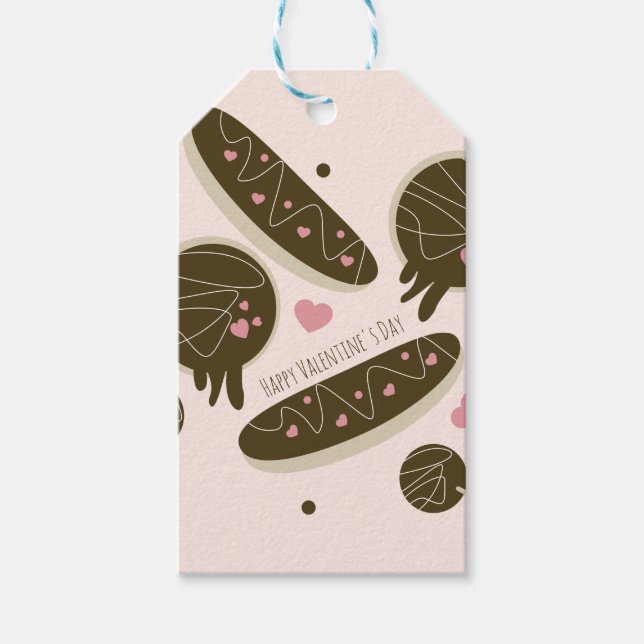 Eclair Donuts Cake Pops Valentine Day Party Presentetikett (Framsidan)