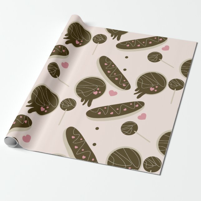 Eclair Donuts Cake Pops Valentine Day Presentpapper (Utrullad)