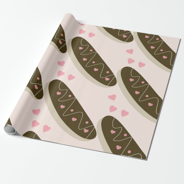 Eclair-munkar Alla hjärtans dag-hjärtan Presentpapper (Utrullad)