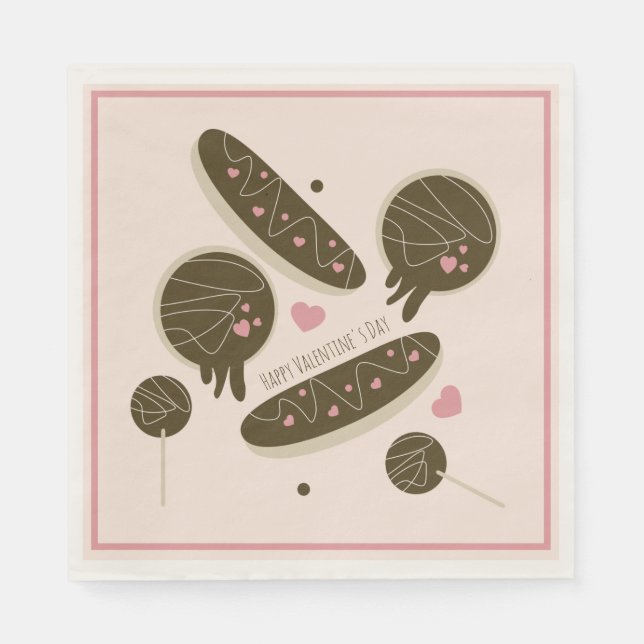 Éclair-munkar Cake Pops Alla hjärtans dag-fest   Pappersservett (Framsidan)