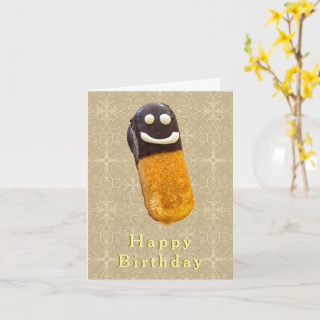Eclair Pastry Birthday Card för leende Kort (Gul blomma)