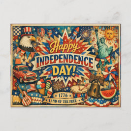 Eclectic Americana Independence Day Helg Vykort