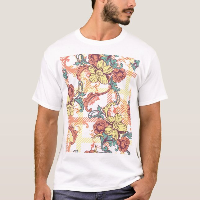 Eclectic Baroque Fabric Play Mönster T Shirt (Framsida)