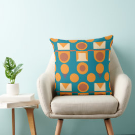 Eclectic Burnt Orange Teal Geometric Mönster Kudde