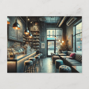 Eclectic Cafe in Rainy Seattle Vykort