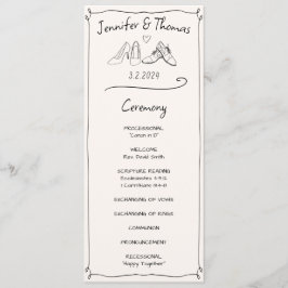 Eclectic Hand plockade Doodle Bröllop Shoes Ceremo Program