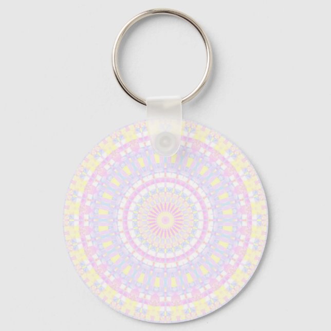 Eclectic Intricate Boho Colorful Pastel Mandala Nyckelring (Framsida)