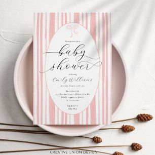 Eclectic Painting Rand Rosa Baby Shower Inbjudningar