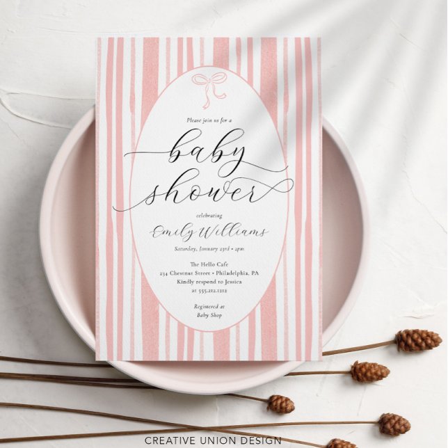 Eclectic Painting Rand Rosa Baby Shower Inbjudningar (Skapare uppladdad)