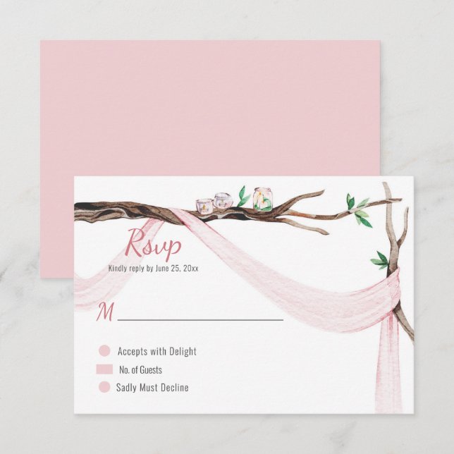 Eclectic Romantik Träd Gren  Rosa Gauze OSA (Fram/baksida)
