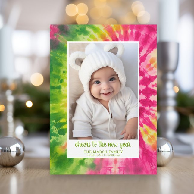 Eclectic Tie Dye - Chef to the New Year Julkort (Tie Dye New Years Card)