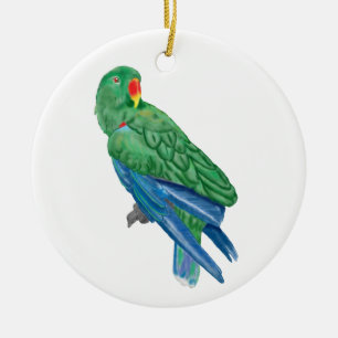Eclectus papegojaprydnad julgransprydnad keramik