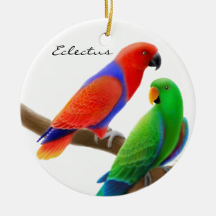 Eclectus papegojaprydnad julgransprydnad keramik