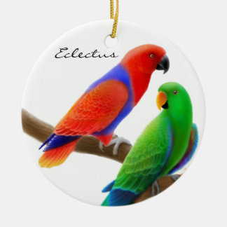 Eclectus papegojaprydnad julgransprydnad keramik