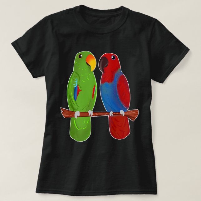 Eclectus Parrot Adsome Birds Cute Teckning T Shirt (Design framsida)