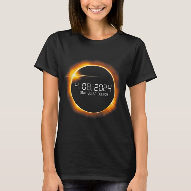Eclipse 2024 April 8 Totality Manar Womens Kids T Shirt (Framsida)