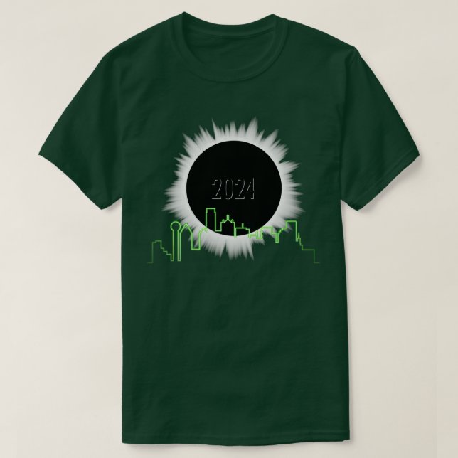 Eclipse 2024 Dallas Skyline TShirt T Shirt (Design framsida)