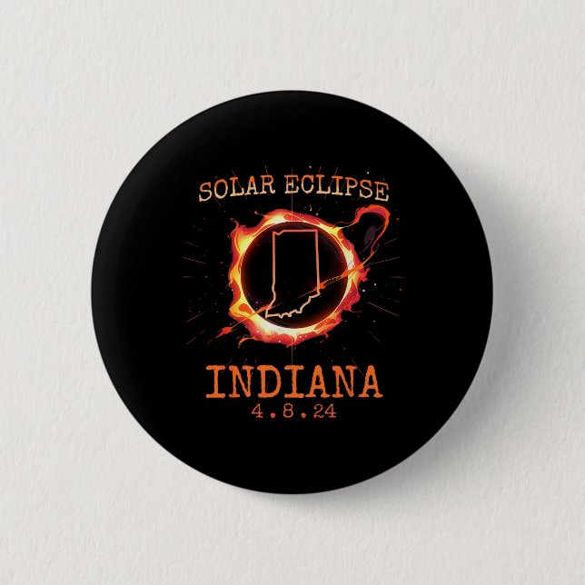 Eclipse 2024 Indiana State Totality Usa Väg Souve Knapp (Framsida)