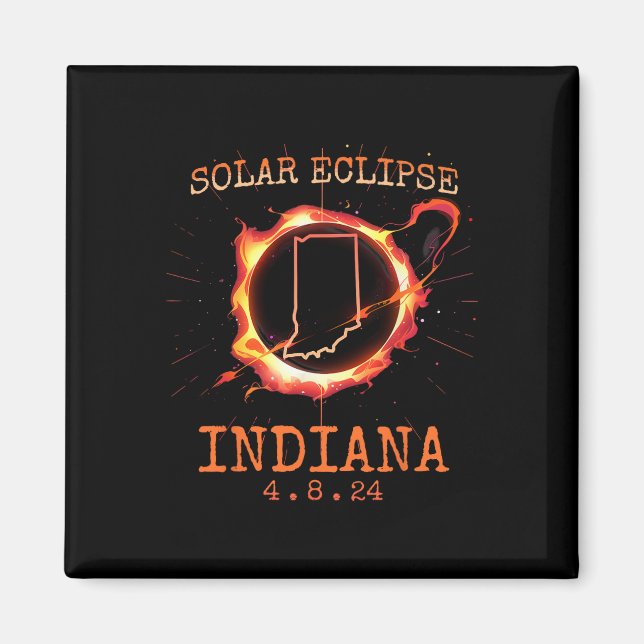 Eclipse 2024 Indiana State Totality Usa Väg Souve Magnet (Framsidan)