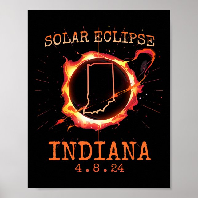 Eclipse 2024 Indiana State Totality Usa Väg Souve Poster (Framsidan)