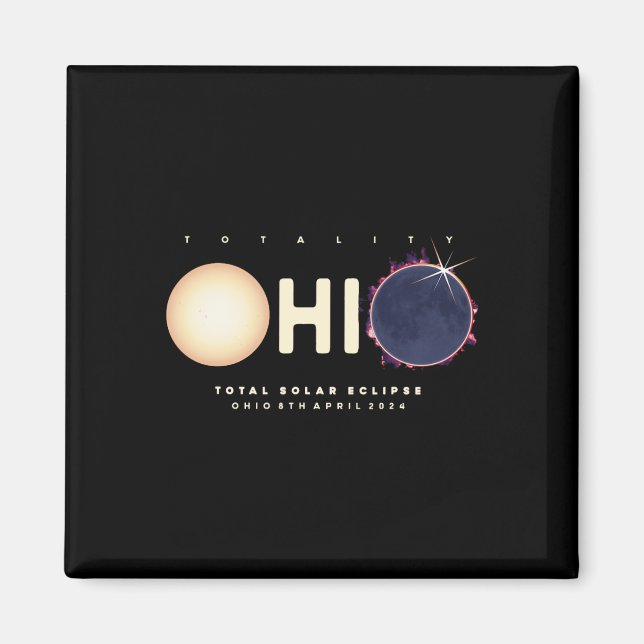 Eclipse 2024 Ohio Total Eclipse Astronomy Graphic Magnet (Framsidan)