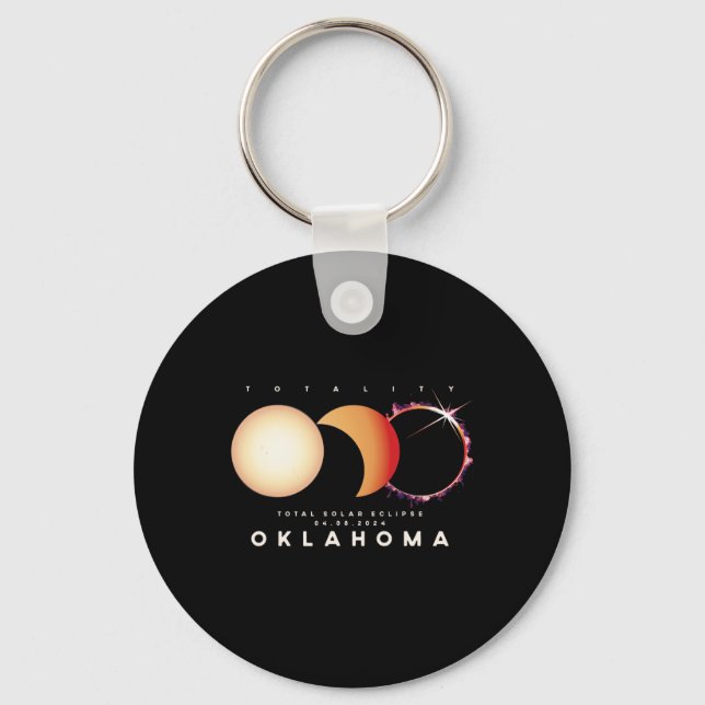 Eclipse 2024 Oklahoma Total Eclipse Astronomy Grap Nyckelring (Framsida)