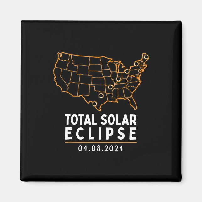 Eclipse 2024 Party Total USA Karta Magnet (Framsidan)