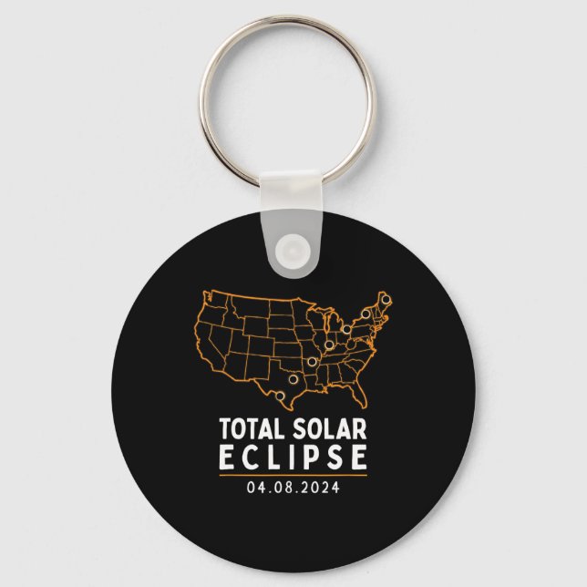 Eclipse 2024 Party Total USA Karta Nyckelring (Framsida)
