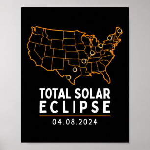 Eclipse 2024 Party Total USA Karta Poster