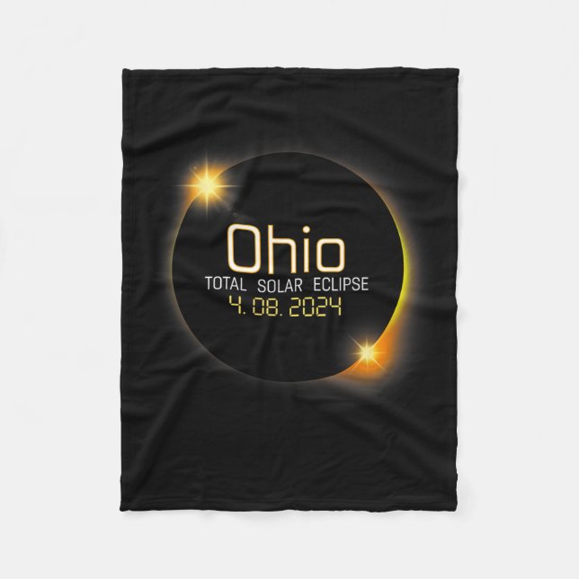 Eclipse 2024 Shirt State Ohio Total Solar Eclipse Fleecefilt (Framsidan)