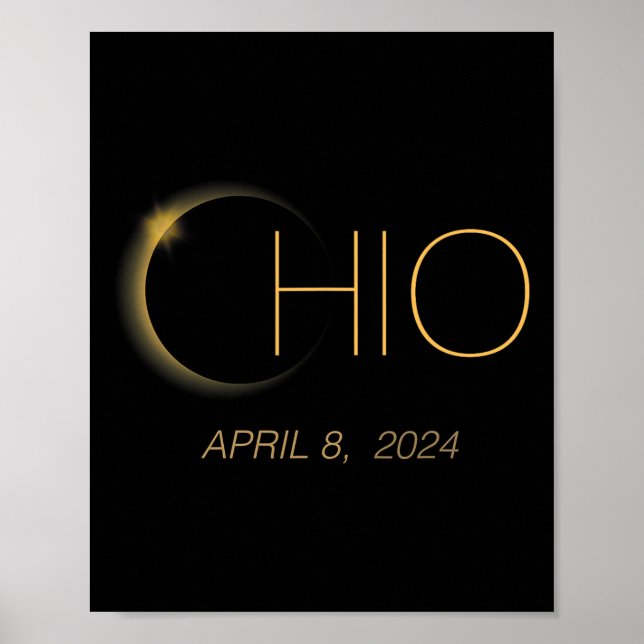 Eclipse 2024 Shirt Total Solar Eclipse State Ohio Poster (Framsidan)