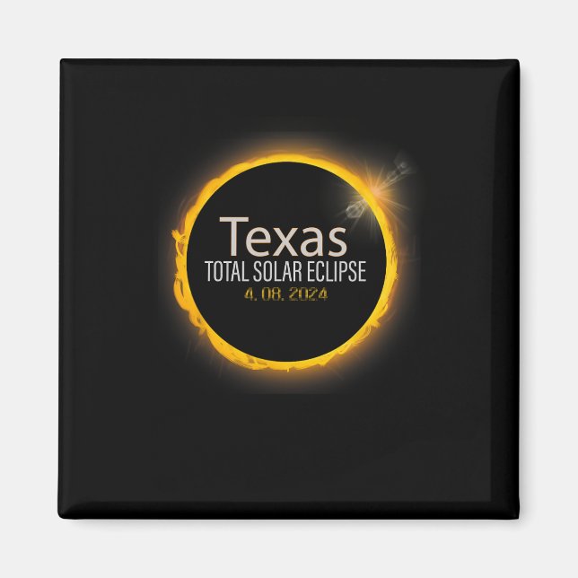 Eclipse 2024 Shirt Total Solar Eclipse State Texas Magnet (Framsidan)