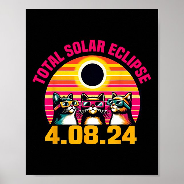 Eclipse 2024 Total Eclipse April 8th 2024 Cat Gles Poster (Framsidan)