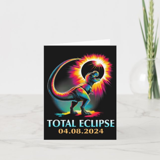 Eclipse 2024 Total Solar Eclipse T Rex Dinosaur Kort (Framsida)