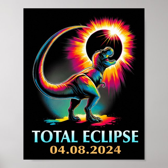 Eclipse 2024 Total Solar Eclipse T Rex Dinosaur Poster (Framsidan)