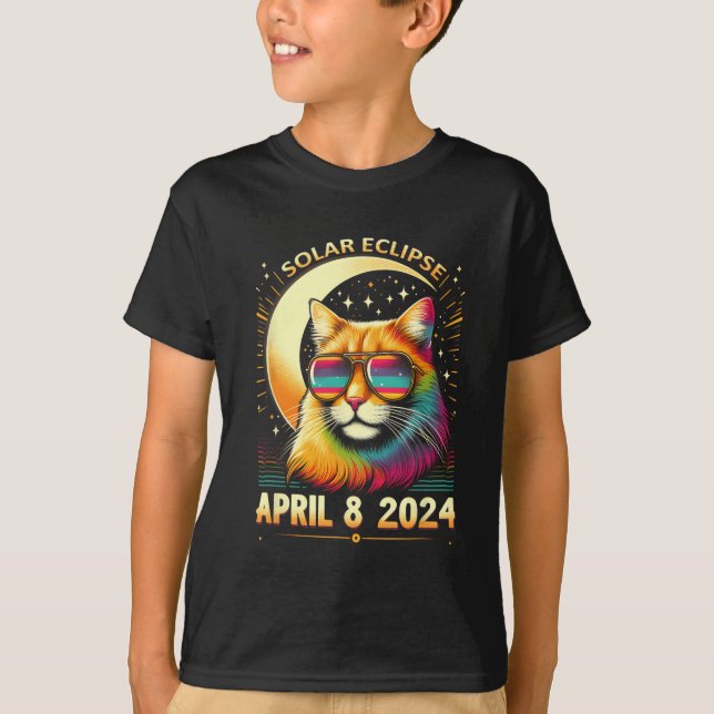 Eclipse April 8 2024 Cats Älskare T Shirt (Framsida)