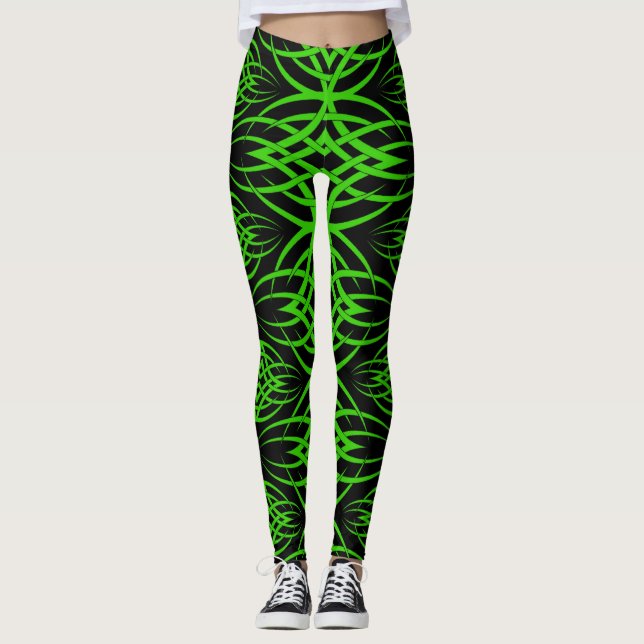 Eclipse Bakgrundsbild ( Grön ) Leggings (Framsida)