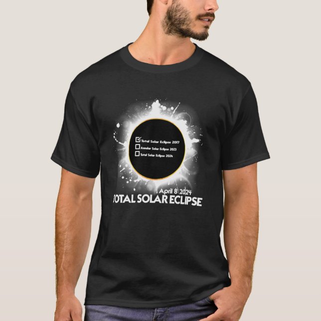 Eclipse Checklist Total Solar Eclipse April 8 2024 T Shirt (Framsida)