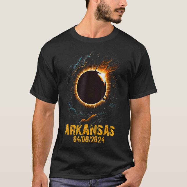 Eclipse Commemorative April 8th 2024 Arkansas U S T Shirt (Framsida)