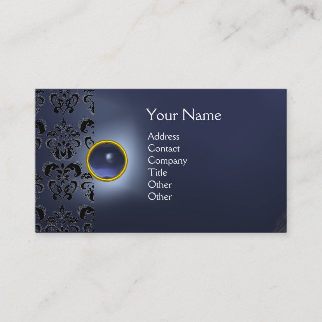 ECLIPSE DAMASK GEM MONOGRAM Blue Visitkort (Framsida)