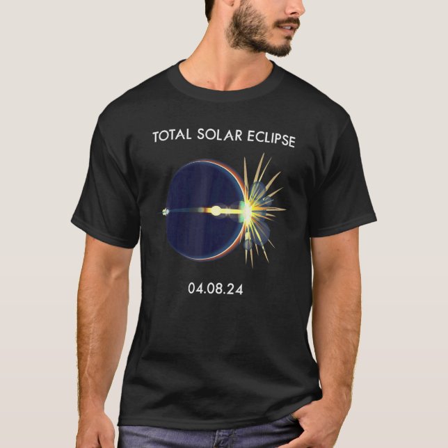 Eclipse Flare 04 08 24 Total Solar Eclipse America T Shirt (Framsida)