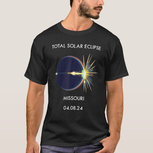 Eclipse Flare 04 08 24 Total Solar Eclipse Missour T Shirt (Framsida)