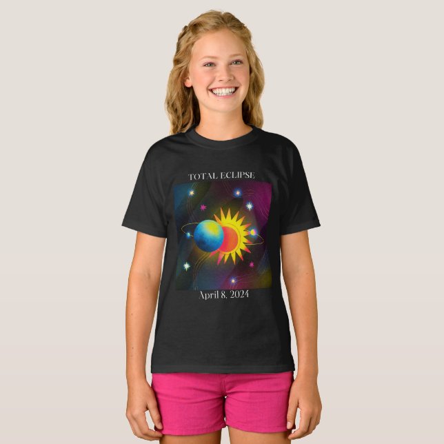 Eclipse Flare 04.08.24 Total Solar Eclipse USA T Shirt (Hel framsida)
